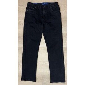Levi's 502 Jeans Men’s Size 34x30 Tapered Leg Dark Wash Black Stretch Husky